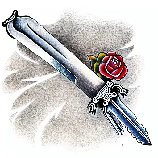 sword with keys tattoo design idea