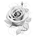 A blackwork design of two roses intertwined with vines and leaves, symbolizing eternal love tattoo design idea