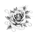 A blackwork design of two roses intertwined with vines and leaves, symbolizing eternal love tattoo design idea