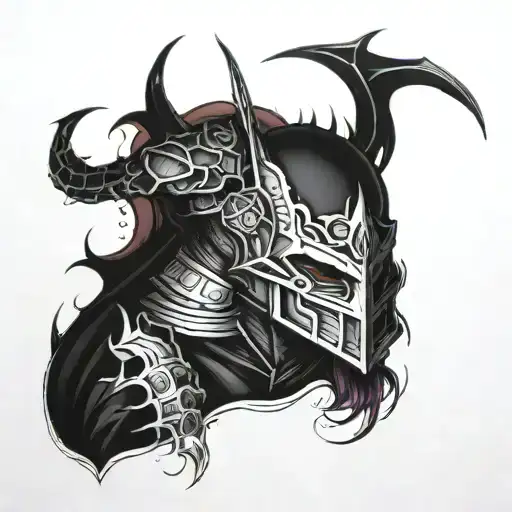 Dark fantasy knight tattoo design idea