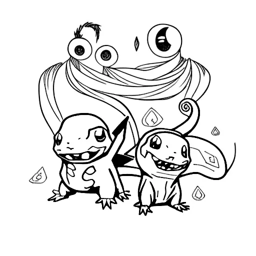 Charmander and Pikachu  tattoo design idea