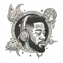 kid cudi man on the moon tattoo design idea