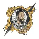 kid cudi man on the moon tattoo design idea