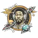 kid cudi man on the moon tattoo design idea
