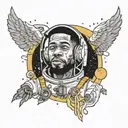 kid cudi man on the moon tattoo design idea