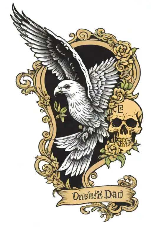 memorial for dad, october birthday, free bird, my nickname was sugar bear tattoo design idea