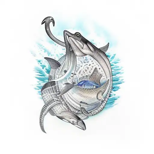 Ocean themed sleeve tattoo featuring a mix of marine animals and outdoor elements tattoo design idea