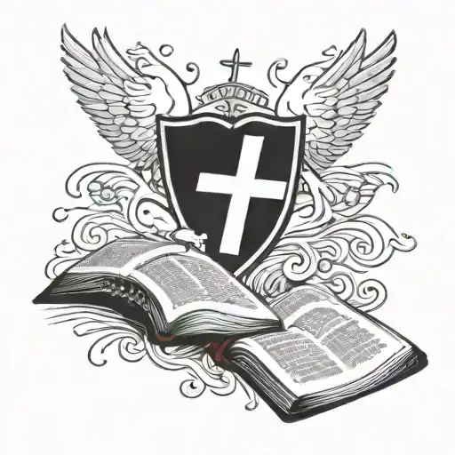 doves with rays shining bible verse and 3 crosses tattoo design idea