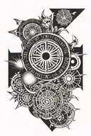 creat a half sleeve forearm black and white tattoo that infuses starwars symbols and pattern and Viking symbol and patte tattoo design idea