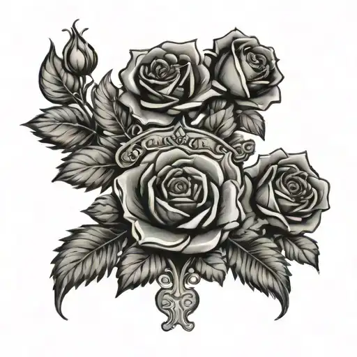 coat of arms of the Russian Empire Gothic roses growing tattoo design idea