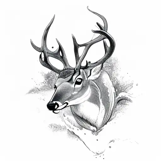 A group of deer gracefully leaping over a flowing river tattoo design idea