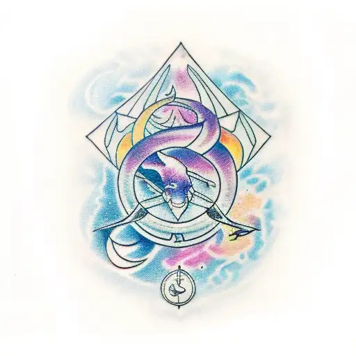 Capricorn female, Pisces male, astrology tattoo design idea