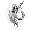 beautiful warrior mermaid tattoo design idea