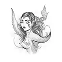 beautiful warrior mermaid tattoo design idea