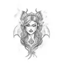 beautiful warrior mermaid tattoo design idea