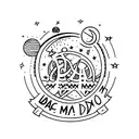 Star & moon combo with "Dad mom" writings in mars background  tattoo design idea