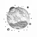 Star & moon combo with "Dad mom" writings in mars planet tattoo design idea