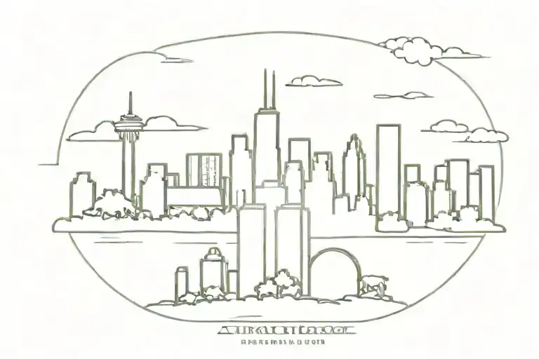 Chicago Skyline to Farm animal silhouettes formed tattoo design idea