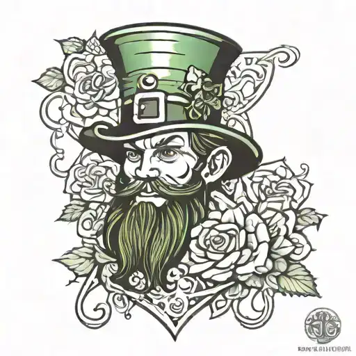 leprechaun face tattoo design idea