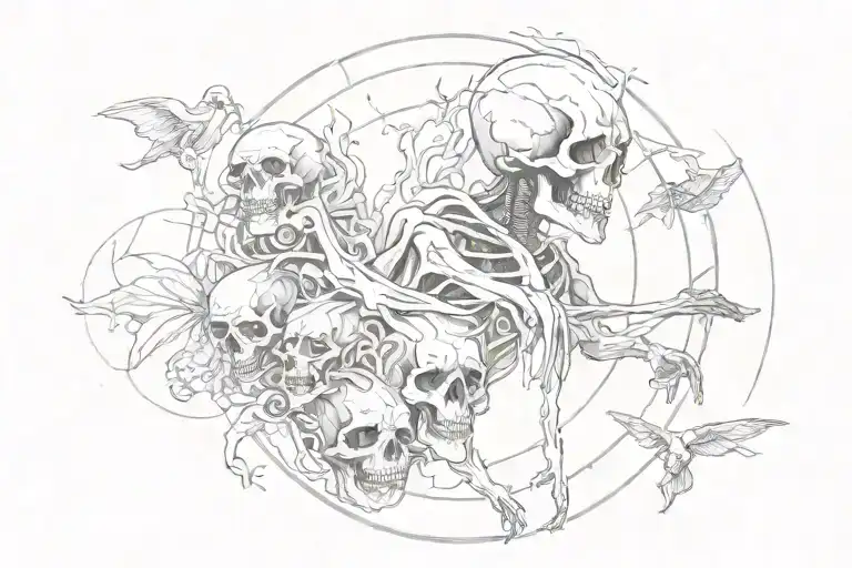 death life cycle injuries growth dark side life and loneliness  tattoo design idea
