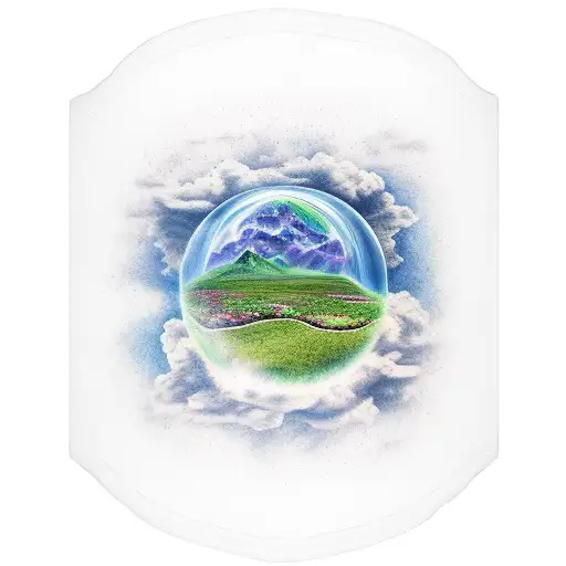 Full arm tattoo sleeve that at the bottom is the grass on earth and as it goes higher to the shoulder goes through cloud tattoo design idea