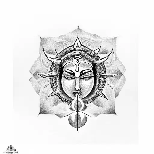 camera with shiva trishul  tattoo design idea