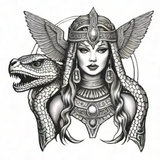 Taylor Swift inspired Egyptian goddess holding snake  tattoo design idea