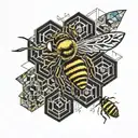bees, honeycomb, art deco tattoo design idea