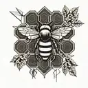 bees, honeycomb, art deco tattoo design idea