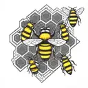 bees, honeycomb, vertical lines tattoo design idea
