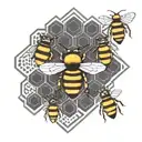 bees, honeycomb, vertical lines tattoo design idea