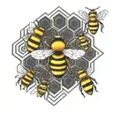 bees, honeycomb, vertical lines tattoo design idea