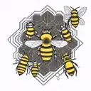 bees, honeycomb, art deco tattoo design idea