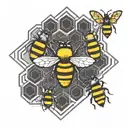 bees, honeycomb, art deco tattoo design idea