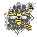 bees, honeycomb, art deco tattoo design idea