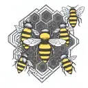 bees, honeycomb, art deco tattoo design idea