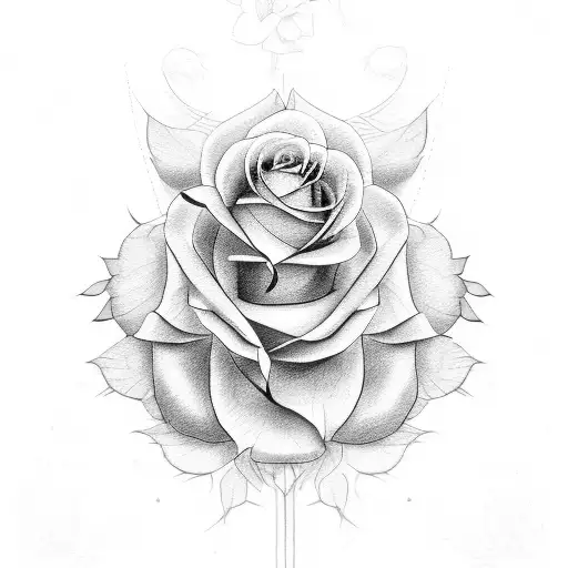 Combine the beauty of roses with the power of a lioness in a black-grey tattoo design tattoo design idea