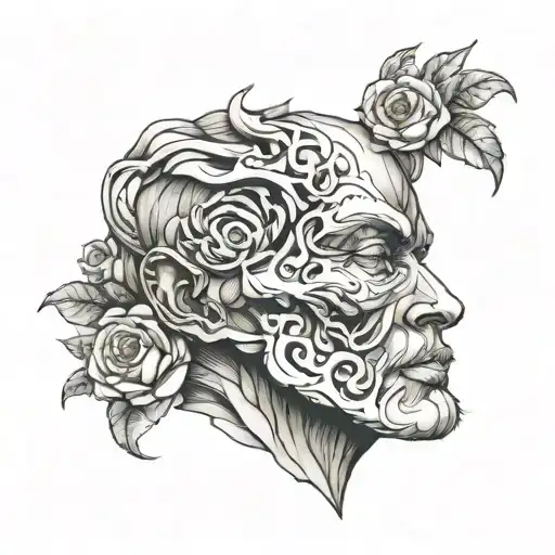 face sculpture looks powerful tattoo design idea