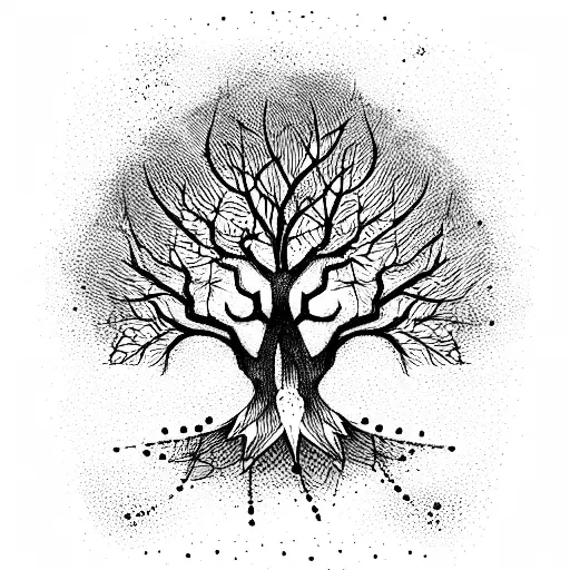 Tree banner tattoo design idea
