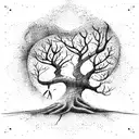 Tree banner tattoo design idea
