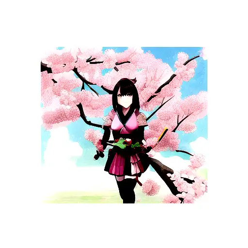 Katana surrounded by cherry blossoms  tattoo design idea