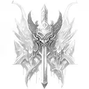 League of legends Aatrox full body, wings, Sword tattoo design idea