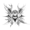 League of legends Aatrox full body, wings, Sword tattoo design idea