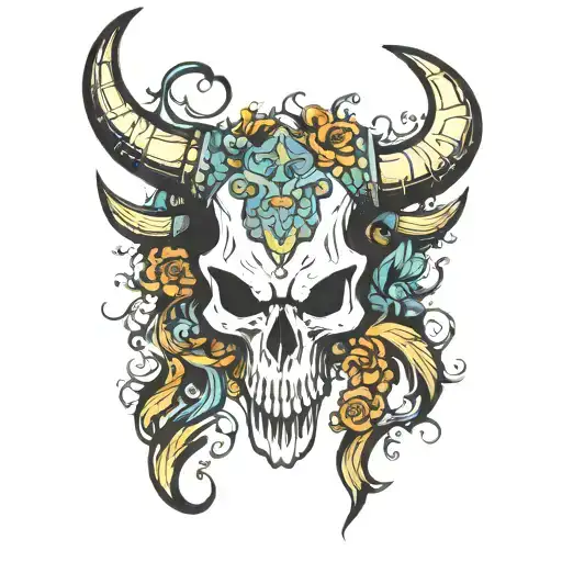 abstract carabao skull vector | price 1 credit tattoo design idea