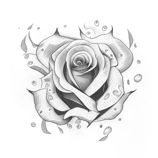 roses on fire tattoo design idea