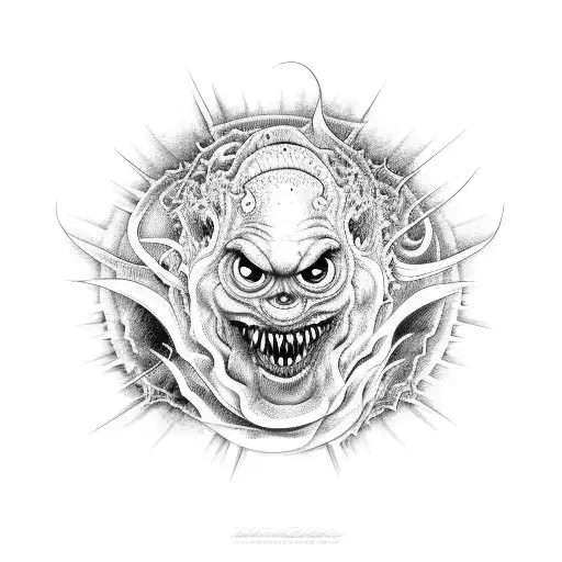 Monsters crawling out of fire  tattoo design idea