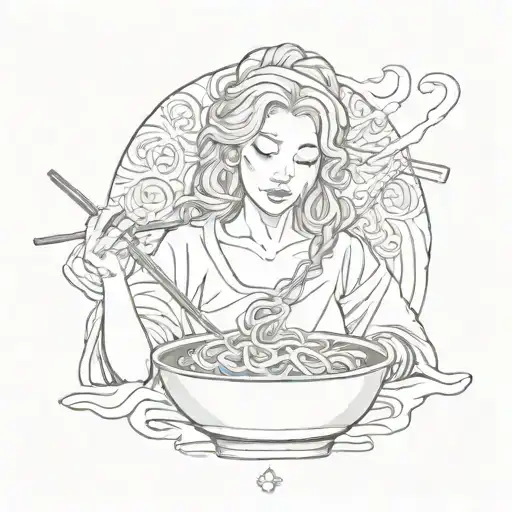 maria mother of jesus christ eating ramen noodles tattoo design idea