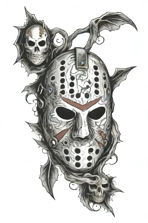 Jason voorhees mask surrounded tattoo design idea