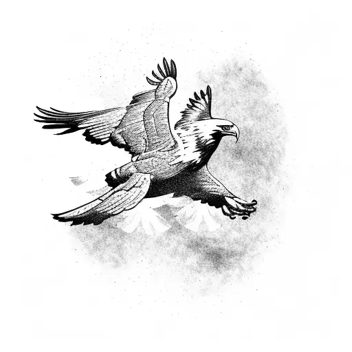 A majestic eagle soaring through the sky with its wings spread wide tattoo design idea