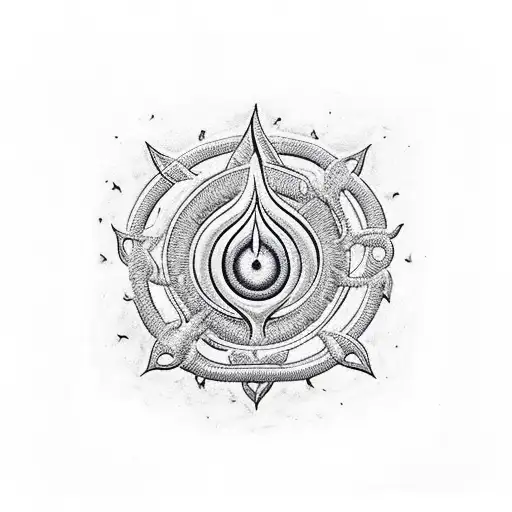 Trishul with rudraksh and damru and aum tattoo design idea